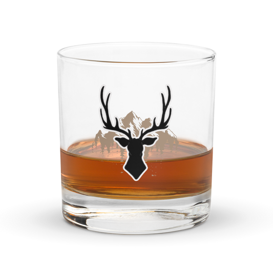 Mountain Buck Rocks Glass