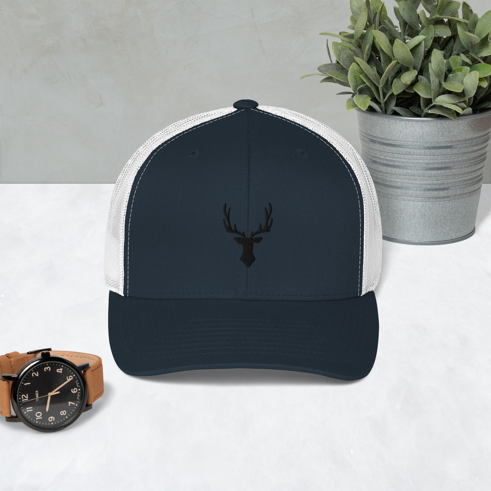 Buck in Black Trucker Hat