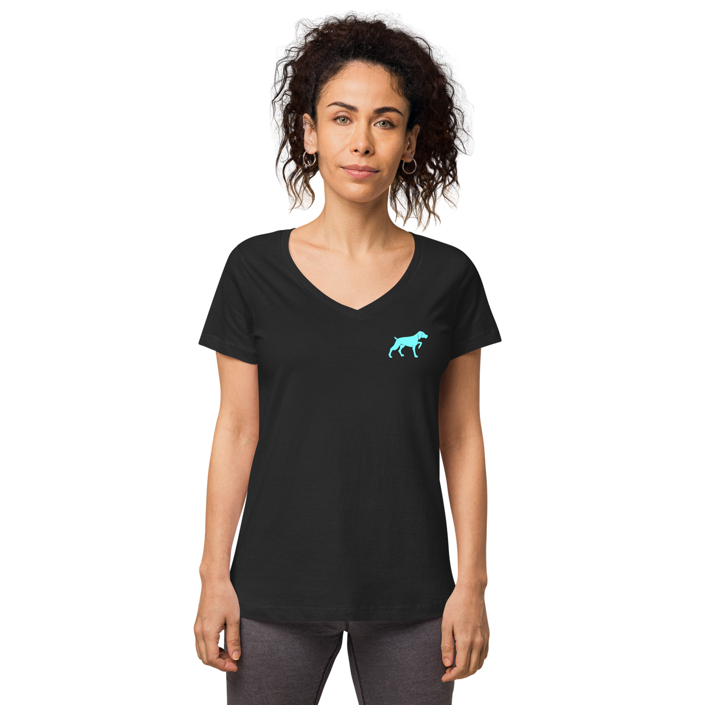 Women’s Fitted Dog V-Neck T-Shirt